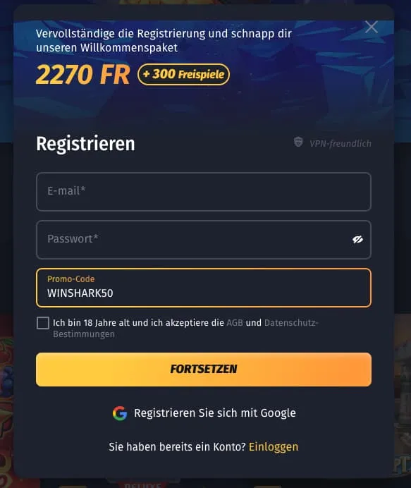 Winshark Promo-Code