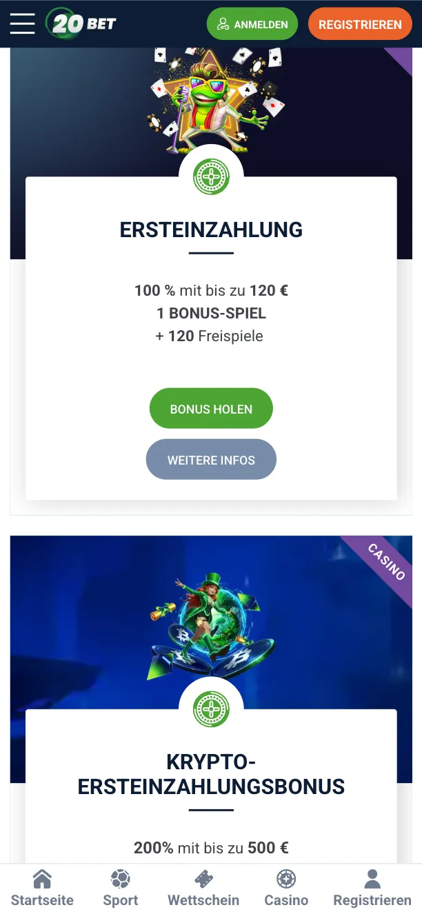 20bet Casino Bonus 2026