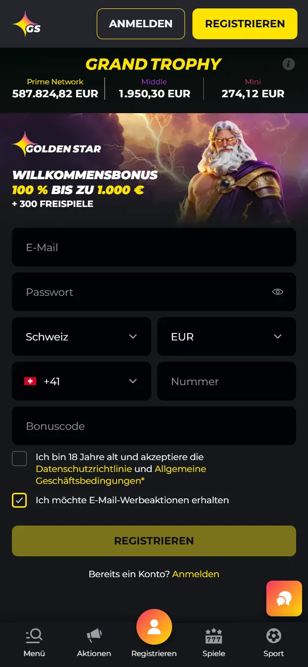 Golden Star Casino Bonus