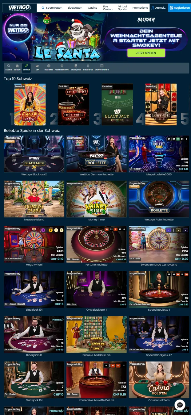 Wettigo Live-Casino