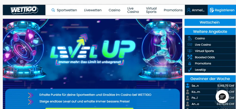 Wettigo Casino Level Up