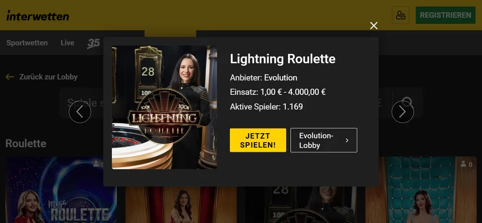 Lightning Roulette Interwetten
