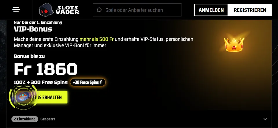 SlotsVader Casino Highroller Bonus