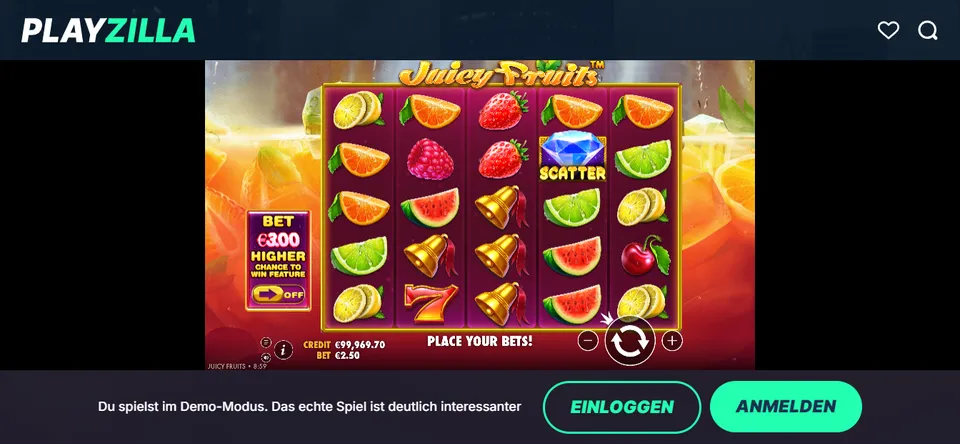 Juicy Fruit von Pragmatic Play bei Playzilla