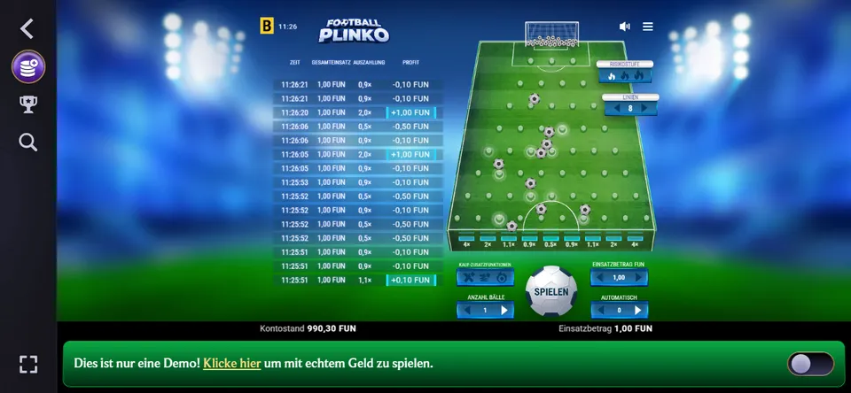 LolaJack Casino Football Plinko BGaming